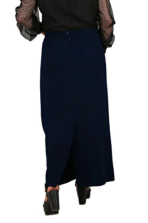 Uzun Büyük Beden Yırtmaçlı Astarlı Portoriko Anne Eteği