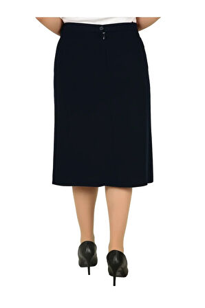 Kısa Deri Detaylı Astarlı Portoriko Kumaş Pileli Etek