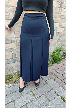 Tesettür Büyük Beden Fişekli Astarlı Portoriko Kloş Anne Eteği Urun Boy 95 Cm