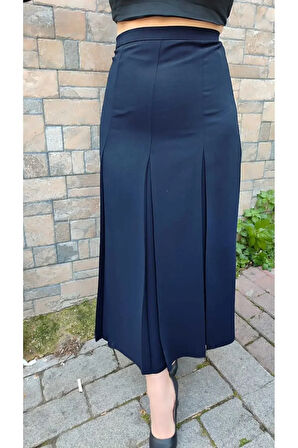 Tesettür Büyük Beden Fişekli Astarlı Portoriko Kloş Anne Eteği Urun Boy 95 Cm