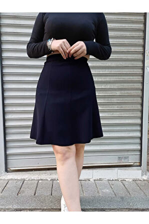 Kısa 8 Parça Portoriko Kumaş Astarlı Fermuarlı Etek Urun Boy 55 Cm