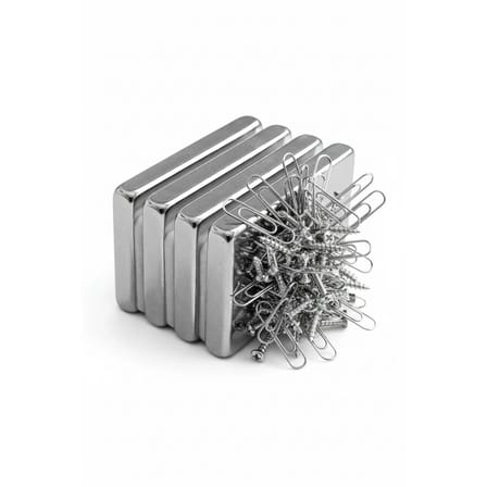 5'li Set: N35 Sınıfı 40x20x5 mm Köşeli Neodyum Mıknatıs (Nikel Kaplama)
