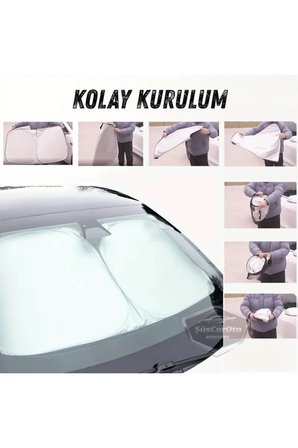 Premium Katlanır Oto Ön Arka Cam Güneşliği Metalize Isı Yalıtımlı Çantalı 150x70cm