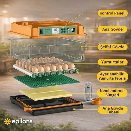 FX100 Tam Otomatik Kuluçka Makinesi – 100 Yumurta Kapasiteli | Yeni Nesil Havalandırma | Otomatik Mo