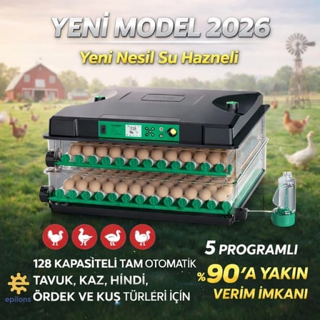 FX128 Model Tam Otomatik Kuluçka Makinesi - Çift Katlı, Çift Güç Sistemli, Su Hazneli Yeni Nesil İnk