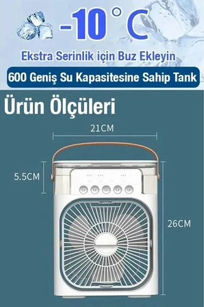 Masaüstü çok renkli 600ml 5 spreyli ışıklı vantilatör 2 yıl garantili - Elektronik