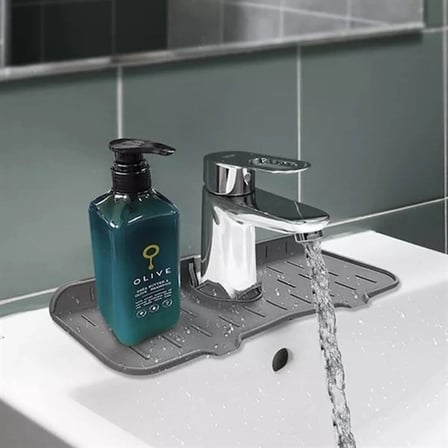 Lavabo İçin Silikon Esnek Mat Musluk Sapı Damlama Tutucu Raf Mutfak Tezgahı Sıçrama Koruma Bx40
