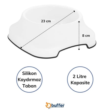 Silikon Kaydırmaz Taban Plastik Kedi Ve Köpek Mama Ve Su Kabı 2 L Bx40