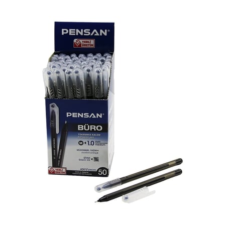 50 Adet Pensan Büro Siyah Tükenmez Kalem M-medium - 1.0mm Uç Bx40