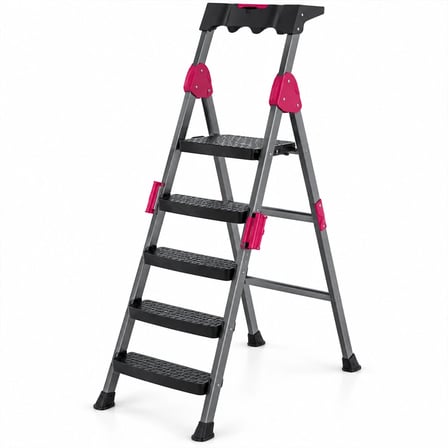 4+1 Basamaklı Metal Merdiven 150kg.taşıma Bx40
