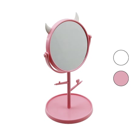 6 İnç  - 15cm Yuvarlak - Boynuzlutakı Askılıklı Makyaj Aynası Renkli Plastik Takılık Sepetli=15cm Bx40