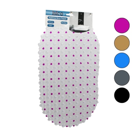 Oval - Eko Pvc +vantuz Desen - Şeffaf Renkli 122pcs Vantuz Kaydırmaz Banyo - Küvet Paspas 33x61cm Bx40