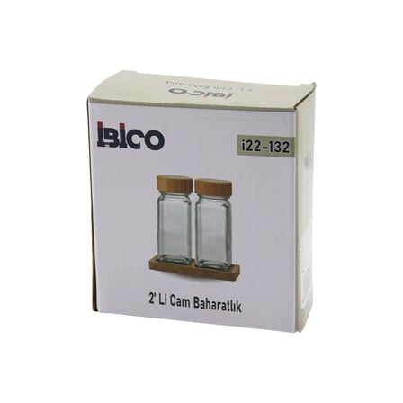 2pcs Bambu Kapaklı Cam Tuzluk - Biberlik - Baharatlık 120ml Bx40