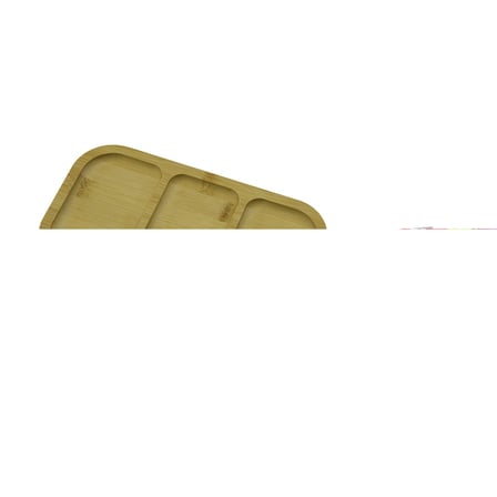 Dikdörtgen 3 Bölmeli=2+1 Ahşap Bambu Servis Sunum Tepsi - Tahtası 25 X 14 X 1.4cm Bx40