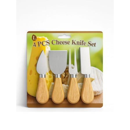 Cheese Knife Set 4pcs Peynir Bıçak Seti Ahşap Bambu Saplı Bx40