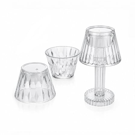 24 Adet Kristal Damlalı Mumluk - Masa Lamba Abajur Mini Pilli Bx40