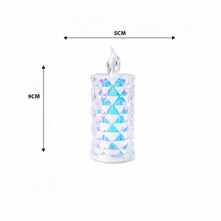 12 Adet Led Candle Kamp Küçük Boy= Çap:5cm - Y: 9cm Pilli Led Mum Mika Kristal Plastik Yakut-13635 Bx40