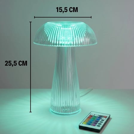 Şeffaf Mantar Model Led Masa Lambası –kumandalı Şarjlı, Dokunmatik, Rengarek Işık Modlu Dekoratif Gece Lambası Bx40