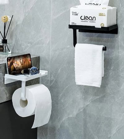 Raflı Yapışkanlı Tuvalet Kağıdı Askılığı Bx40