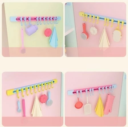 10 Kancalı Raylı Mutfak Ve Banyo Düzenleyici Askı 30 Cm Bx40