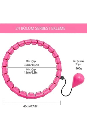 Pembe Hula Hoop Çember 24'lü Hulahoop, Egzersiz Çemberi, Egzersiz