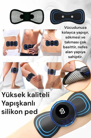 8 Modlu Mini Şarjlı Kelebek LCD Ekran Ems Boyun Omuz Kol Sırt Elektrikli Masaj Bantı Kas Stimülatörü
