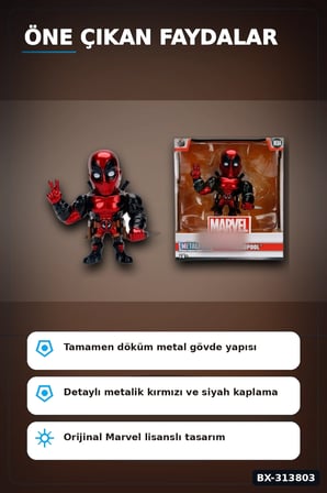 10 Cm Die-Cast Deadpool Figürü - Marvel Lisanslı Metal Koleksiyon Parçası BX-313803