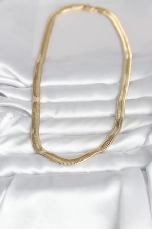 CM 14K Gold Renk Kalın Yassı Yılan Zincir Model 45 cm Kadın Kolye
