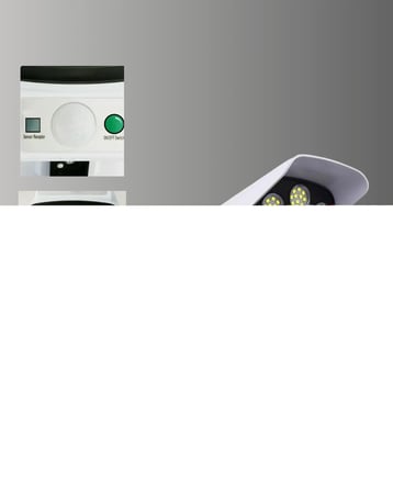 Güneş Enerjili LED Lamba + Güvenlik Kamerası Görünümlü– 5-8 m Hareket Algılamalı, Beyaz Işık