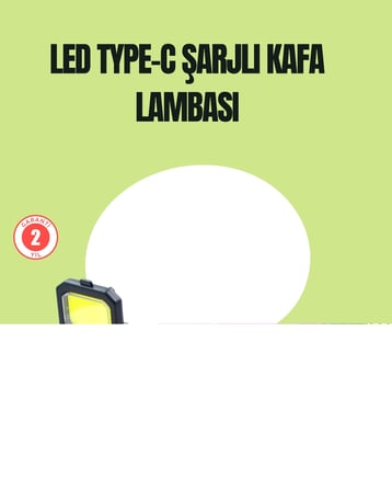 800 Lumen Çok Fonksiyonlu LED Kafa Lambası Type C Şarjlı