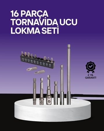 Çok Amaçlı 16lı Bits Uç Seti Dayanıklı Tornavida Adaptör