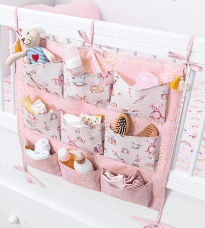 Baby 9 Cepli Bağlamalı Beşik Kenarı Düzenleyici (pembe)