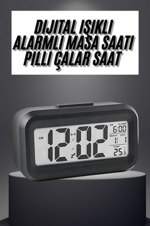 Gece Dijital Masa Saati Dijital Alarmlı Led Ekran Pilli Çalar Saat
