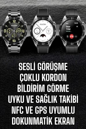 Akıllı Saat Titreşimli Pusula Nabız ve Tansiyon Ölçer NFC Uyumlu