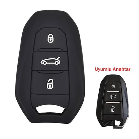 Citroen C4 Picasso DS3 DS4 DS5 DS6 Uyumlu Silikon Oto Anahtar Kumanda Kabı Kılıf Siyah
