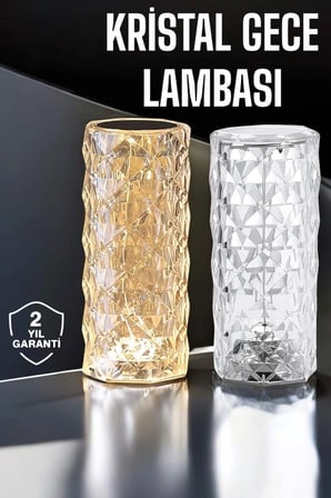 Gece Lambası Kristal Lamba Dokunmatik Şarjlı Hediyelik