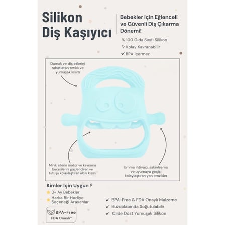 Mavi Bebek Silikon Diş Kaşıyıcı