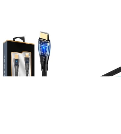 45W USB-C Lightning Işıklı Şeffaf Kablo Hızlı Şarj, Dayanıklı Tasarım, iPhone ve iPad Uyumlu