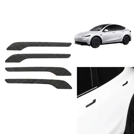 Tesla Model 3 Y Uyumlu Karbon Dış Kapı Kolu Koruyucu Kaplama Seti 4 lü Siyah