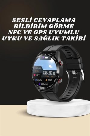Akıllı Saat Amoled Ekran Metal Ve Deri Kordonlu Uyku ve Sağlık Takibi Titreşimli