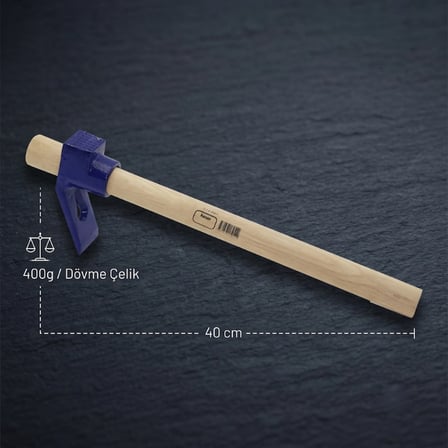 Ahşap Saplı Dövme Çelik Keser - Boyalı Sap - 400 Gram