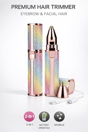 2in1 USB Şarjlı Yüz ve Kaş Tüy Alıcı, Tahrişsiz Hassas Kesim ve Premium Simli Gövde