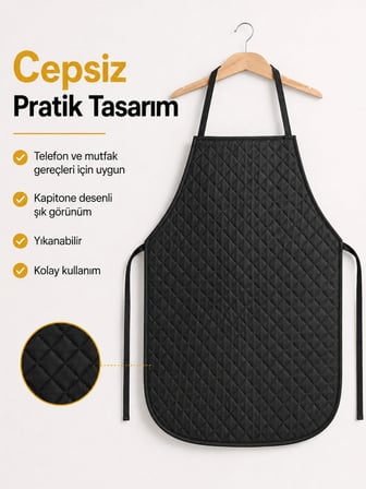Beylini Kapitone Mutfak Önlüğü Sıvı Geçirmez Leke Tutmaz Yıkanabilir Aşçı Yemek Bulaşık Kirlenme Önleyici Önlük