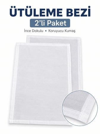 Beylini 2 Adet 33x65 Ütü Filesi Hassas Kumaşlar İçin Yanmaz Isıya Dayanıklı Ütü Bezi Ütüleme Matı Kırışmaz Şeffaf File Ütü Altlığı