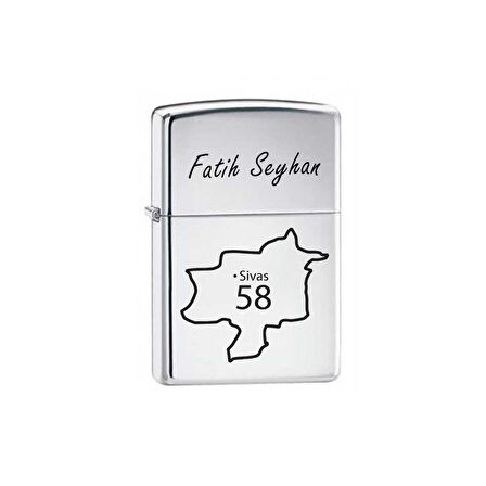 Plakalı Şehir Haritası Zippo Benzinli Çakmak