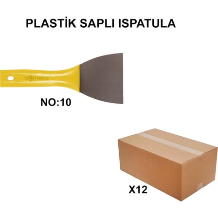 No:10 Plastik Saplı İspatula, 12 Adet Set