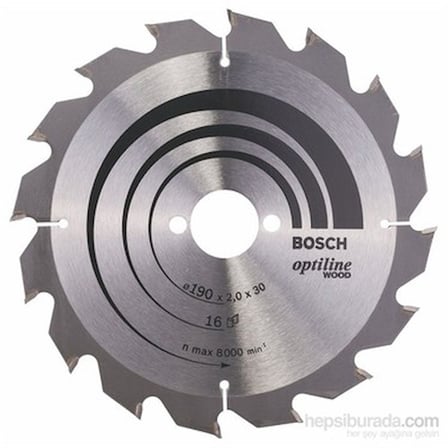 Bosch - Optiline Serisi Ahşap İçin Daire Testere Bıçağı - 190 X 30 X 2,0 Mm, 16