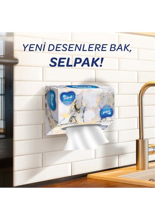 El ve Yüz Havlusu 240 Yaprak Mermer Desen 3'lü Z Katlama