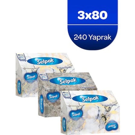 El ve Yüz Havlusu 240 Yaprak Mermer Desen 3'lü Z Katlama