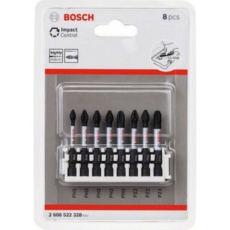 Bosch Impact Control Serisi Vidalama Ucu 8'li PH1 PH3 50 mm - 2608522328 Yüksek Dayanıklılık ve
